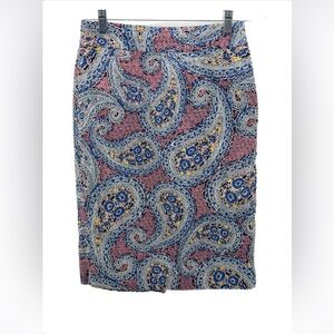 J CREW No. 2 Pencil Skirt Royal Paisley
